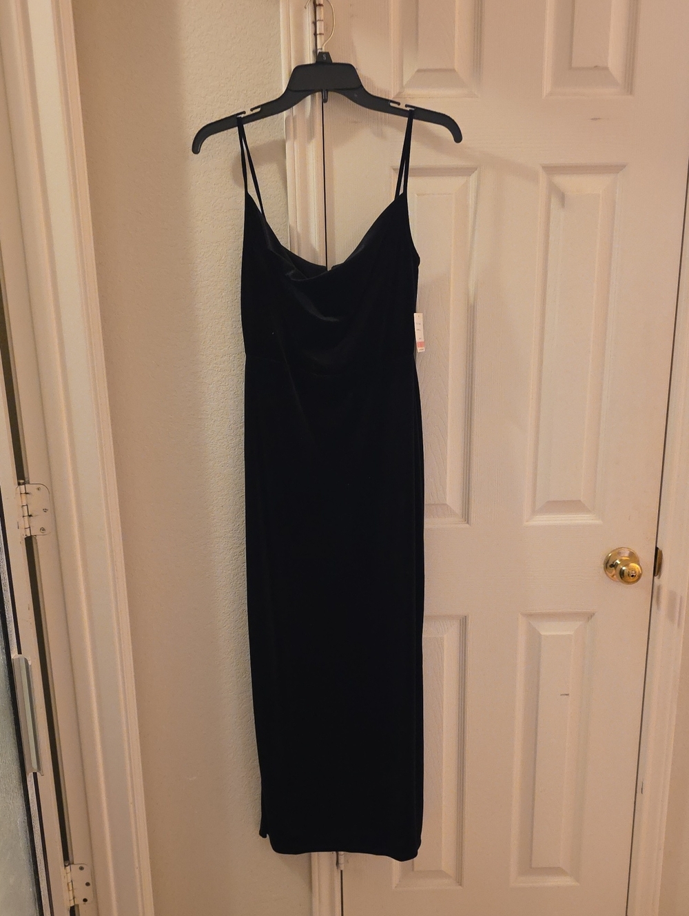 Classic Velvet Midi Dress with Cowl Neck